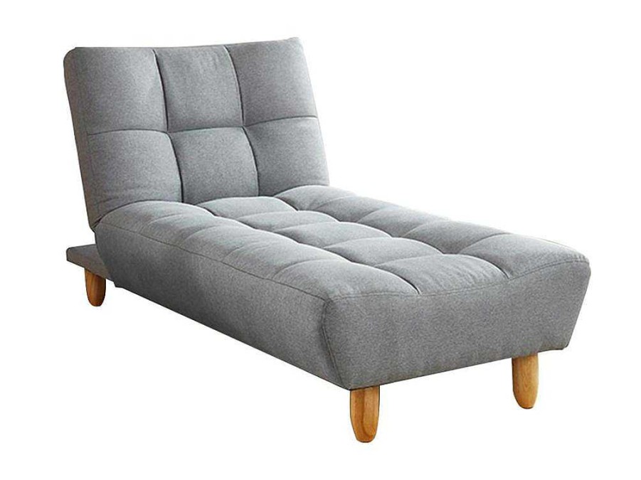 Chaise Longue | Vente-unique Chaise Longue Clic Clac Em Tecido Cinzento - Esteban