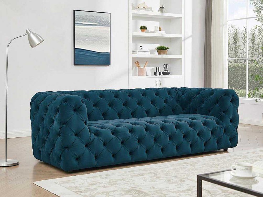 Sofa De 2 Ou 3 Lugares | PASCAL MORABITO Sofa De 3 Lugares Veludo Azul-Esverdeado - Luarca De Pascal Morabito