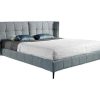 Cama De Adulto | Angel Cerda Cama Acolchoada Em Tecido Azul E Branco 7030