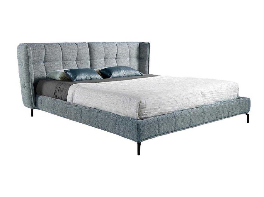 Cama De Adulto | Angel Cerda Cama Acolchoada Em Tecido Azul E Branco 7030