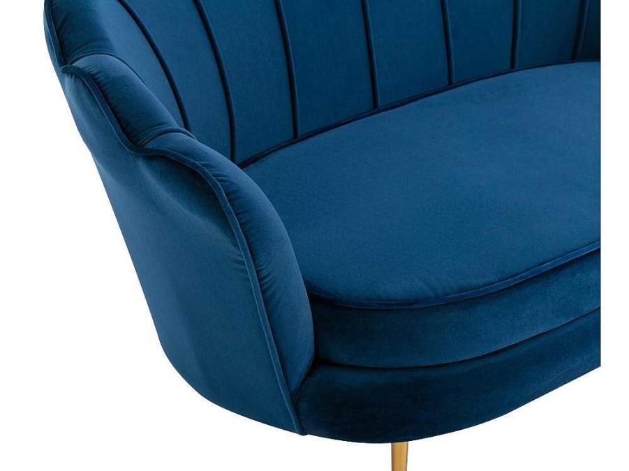 Conjunto Sofa E Poltrona | PASCAL MORABITO Conjunto Sofa De 2 Lugares E Poltrona Concha Em Veludo Azul-Escuro Dandelion