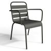 Conjunto Mesa E Cadeiras De Jardim | MYLIA Conjunto De 2 Cadeiroes De Jardim Empilhaveis Em Metal Cinzento-Escuro - Mirmande