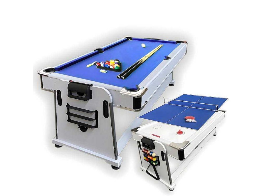 Jogo De Interior | ELITESHOPPING Mesa De Bilhar 7 Pes Multijogo Azul Air Hockey + Ping Pong - Stark White