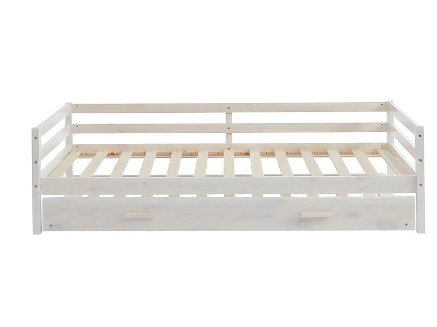 Cama De Crianca | Vente-unique Cama Dupla De 2 X 90 X 190 Cm Em Pinho Macico E Mdf Esbranquicado - Aedan Ii