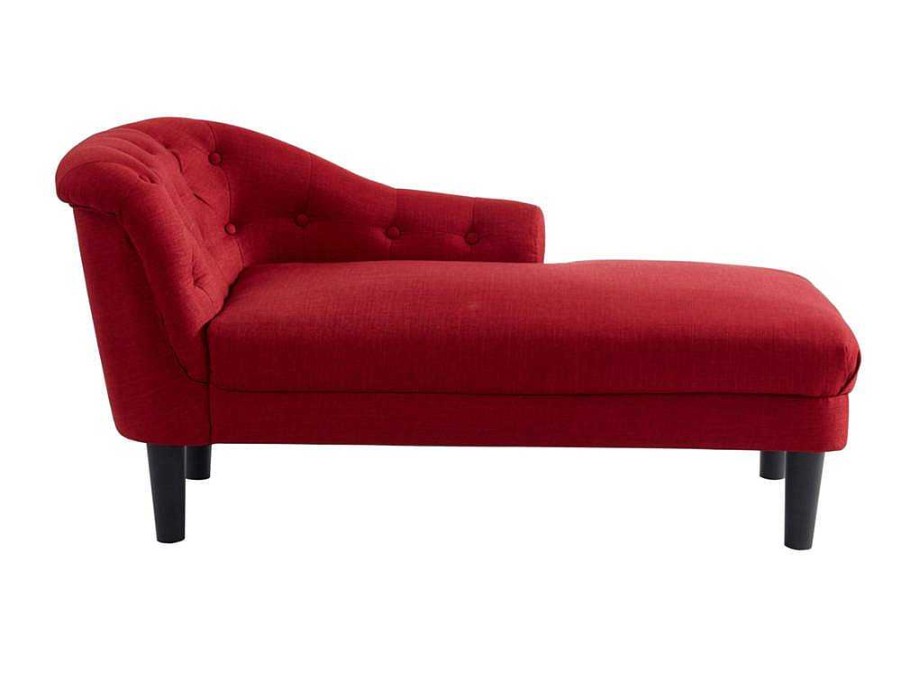 Chaise Longue | Vente-unique Chaise Longue Direita Em Tecido Vermelho - Anouk