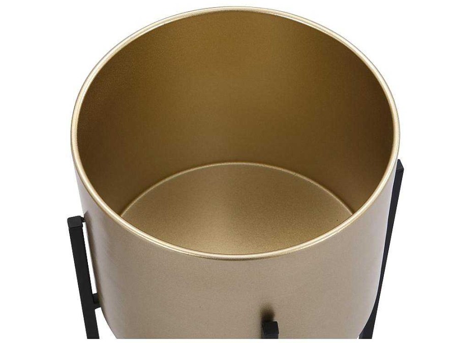 Objeto De Decoracao Interior | OZAIA Conjunto De 2 Vasos De Ornamentacao Com Base Em Metal De D. 25 X A. 39 E D. 23 X A. 35,5 Cor Dourado E Preto - Edmee