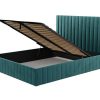 Cama Em Veludo | PASCAL MORABITO Cama Com Espaco De Arrumacao Com Cabeceira De Cama E Costuras Verticais 180 X 200 Cm Veludo Azul-Esverdeado - Larali