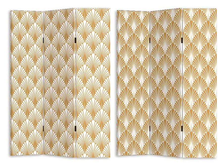 Biombo | OZAIA Biombo Impresso 3 Paineis Art Deco Luxor - Mdf - A. 180 X C.120 Cm - Dourado