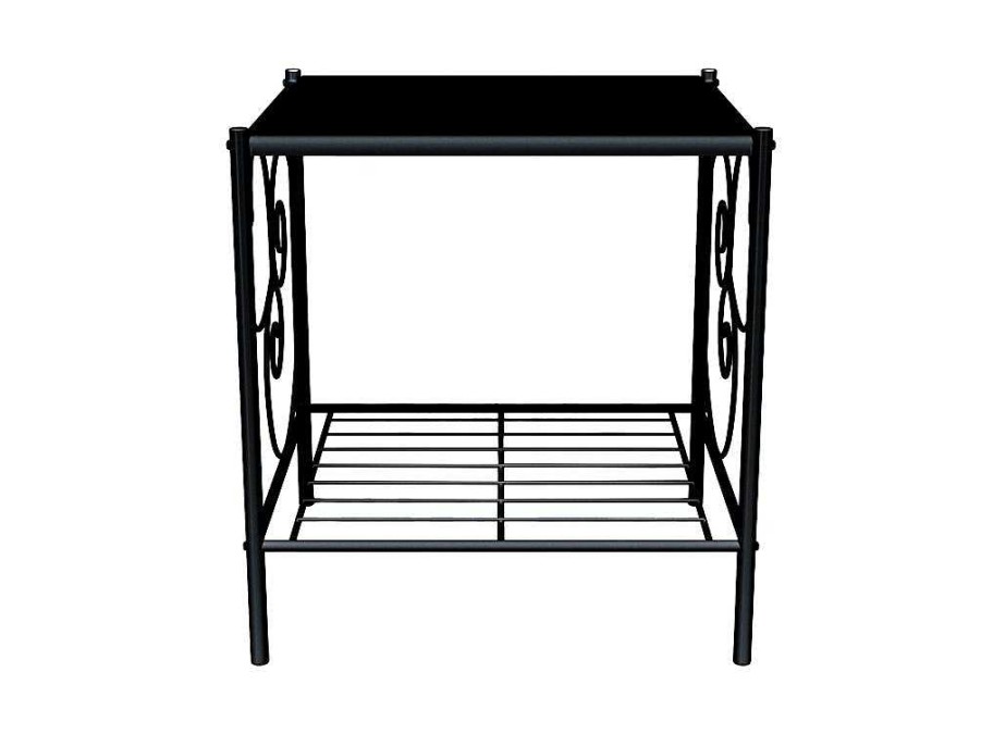 Movel Para Quarto De Criancas | Vente-unique Conjunto De 2 Mesas De Cabeceira Romanticas, 1 Prateleira, Metal Preto - Vivian