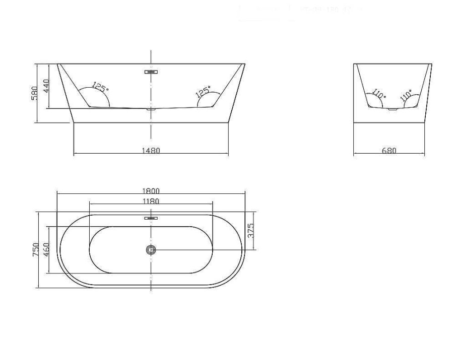 Banheira De Pousar E Encostar | Shower & Design Banheira Classica De 200 L Dimensoes 150X75X58 Cm Cor Branca - Divina