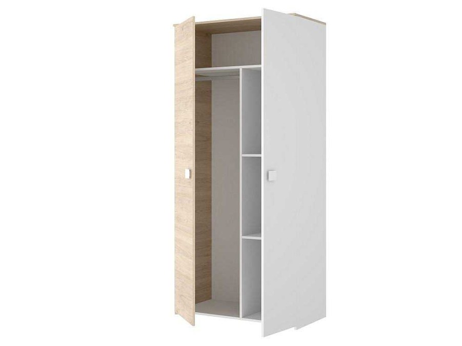 Armario E Roupeiro | Vente-unique Armario Com 2 Portas Disponivel Em Carvalho E Branco - C95Cm - Sonia