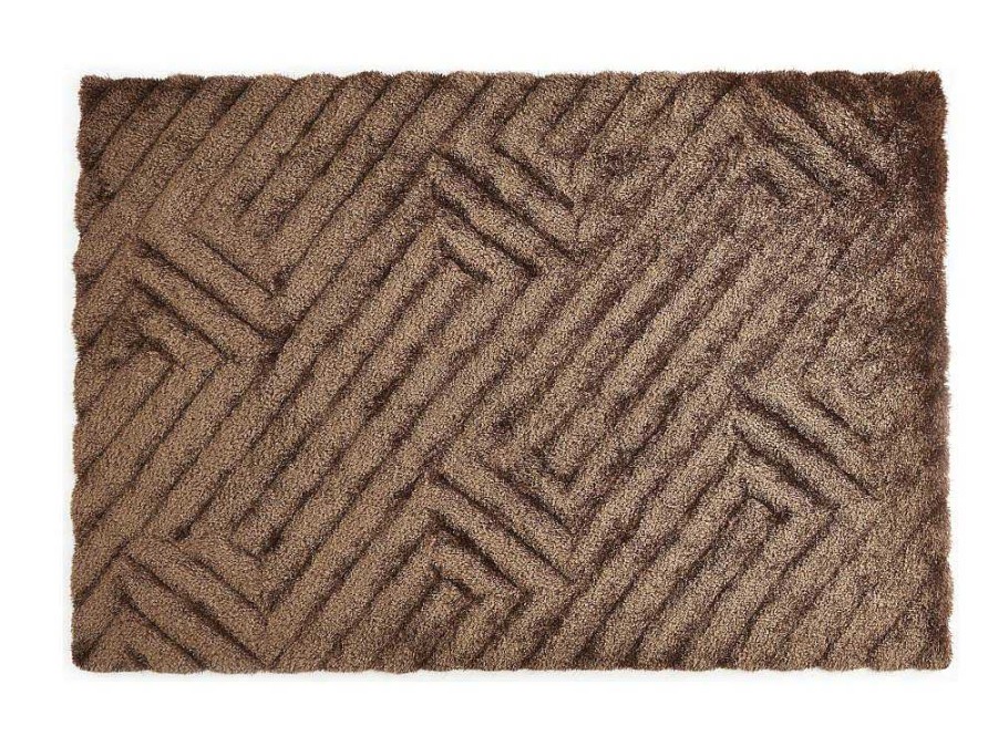 Tapete Shaggy | OZAIA Tapete Shaggy De Pelo Comprido Com Relevo 160X230 Cm Castanho - Maze