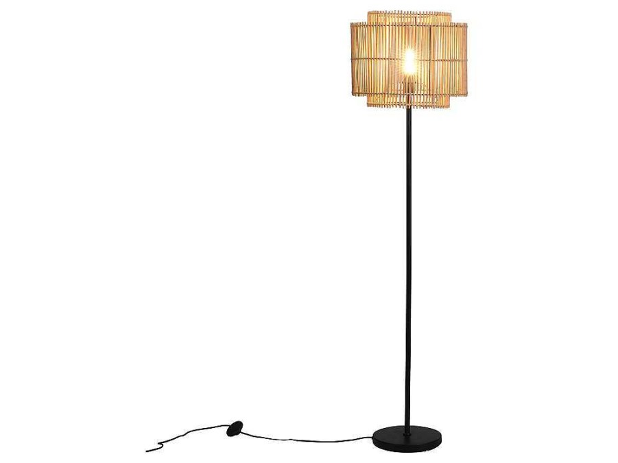 Candeeiro De Pe | OZAIA Candeeiro De Pe Etnico Em Bambu E Metal Cor Preto De D.40 X A.157,5 Cm - Parana