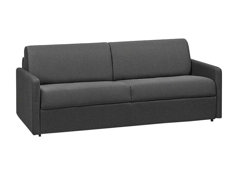 Sofa Cama De Abertura Rapida | Vente-unique Sofa De 4 Lugares Rapidamente Convertivel Em Cama Em Tecido Cinzento - Cama De 160 Cm E Colchao De 22Cm - Calife