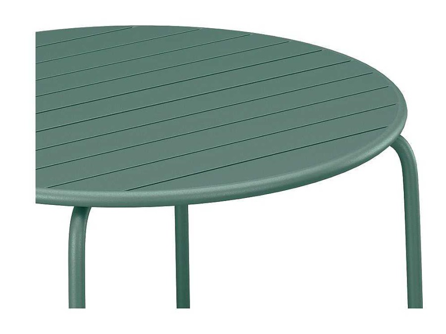 Conjunto Mesa E Cadeiras De Jardim | MYLIA Conjunto De Jantar De Jardim Metal, Uma Mesa Redonda D.130 Cm E 6 Cadeiroes Empilhaveis Verde Amendoa - Mirmande De Mylia