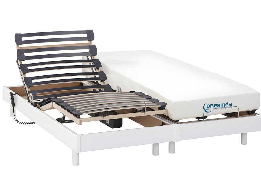 Cama Articulada | DREAMEA Cama Articulada Colchao Memoria De Forma Heracles Da Dreamea - Branco - 2 X 90 X 200 Cm