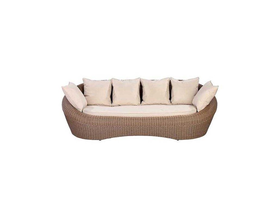 Conjunto Relax De Jardim | MYLIA Sofa 3 Lugares De Jardim Em Resina Entrancada Caramelo - Whiteheaven