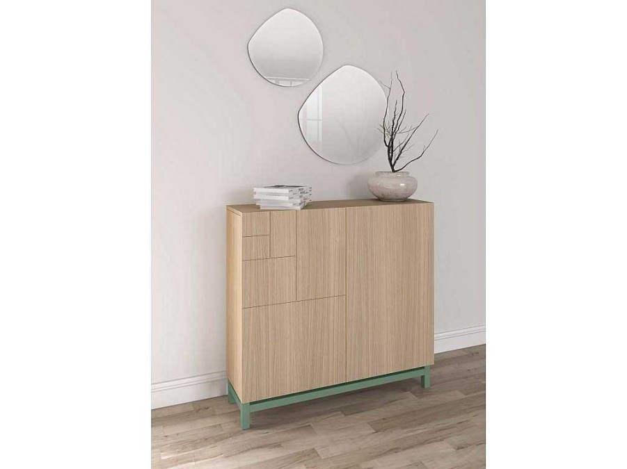 Sapateira | Herdasa Sapateiro/Movel Organizacao - H90Cm X L90Cm X P27Cm Nogueira Clara Pernas Verde - Copenhague