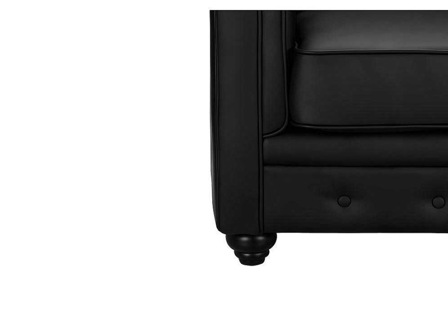 Sofa Em Pele Sintetica | Vente-unique Sofa De 3 Lugares Em Pele Sintetica Preto - Chesterfield