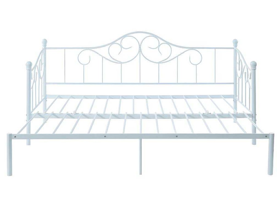 Cama Dupla | Vente-unique Cama Dupla 2X90X200 Ou 180X200 Cm Em Metal Branco - Sebille