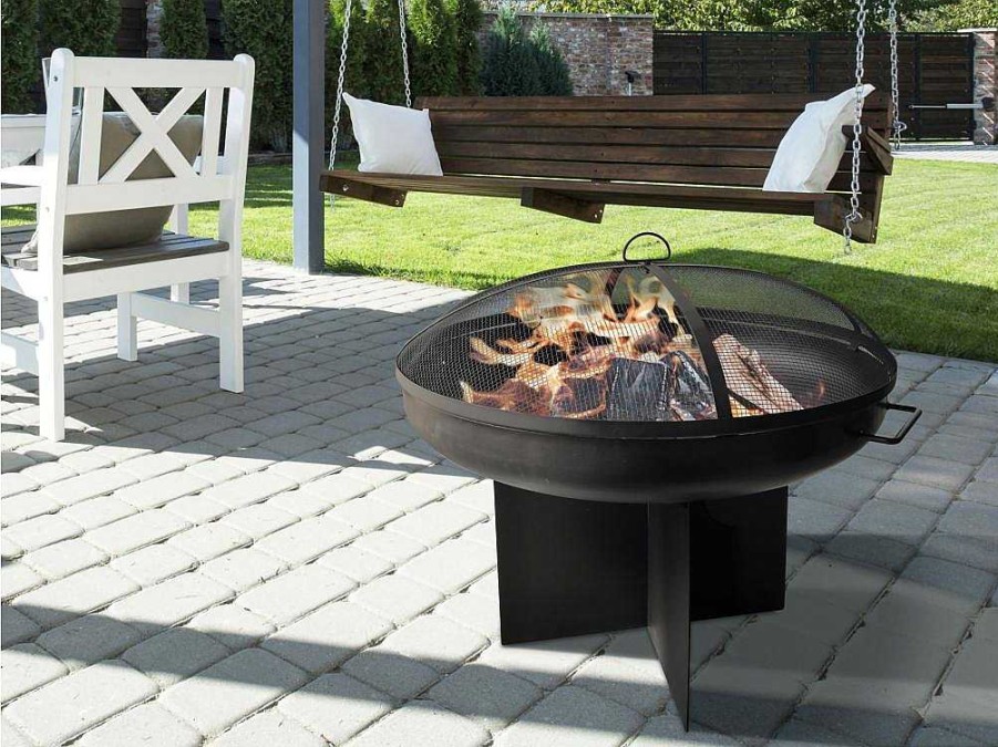 Barbecue, Braseiro De Jardim, Plancha | Purline Brasero De Jardin Avec Couvercle En Acier Noir