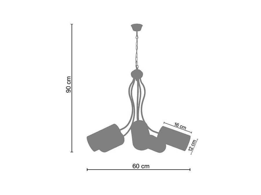 Lustre | TOSEL Lustre Tosel Avignon Plastico Braco Castanho D60 X H90 Cm