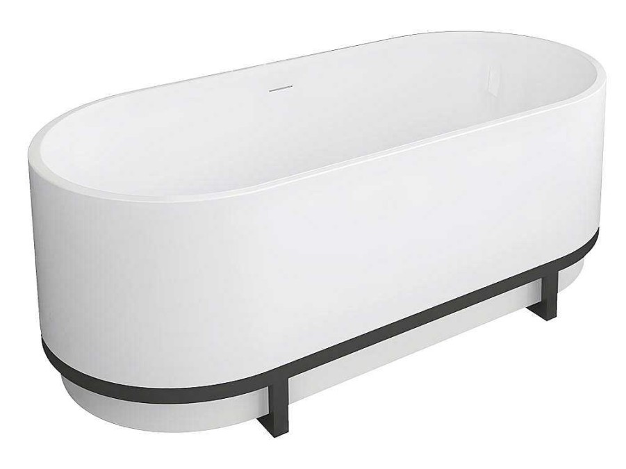 Banheira De Pousar | Shower & Design Banheira Classica Oval Com Decoracao Em Metal De 230 L, Dimensoes 160 X 75 X 60 Cm Cor Branco Em Acrilico - Pleco