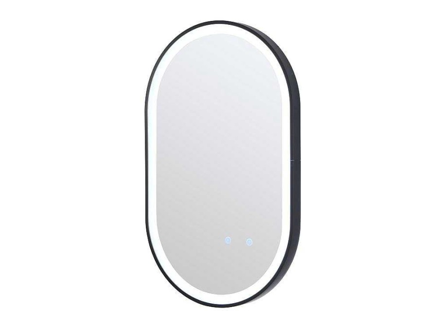 Acessorios De Casa De Banho | OZAIA Espelho De Casa De Banho Luminoso Oval Antienvaciamento Com Contorno Preto 50X80 Cm - Alarico