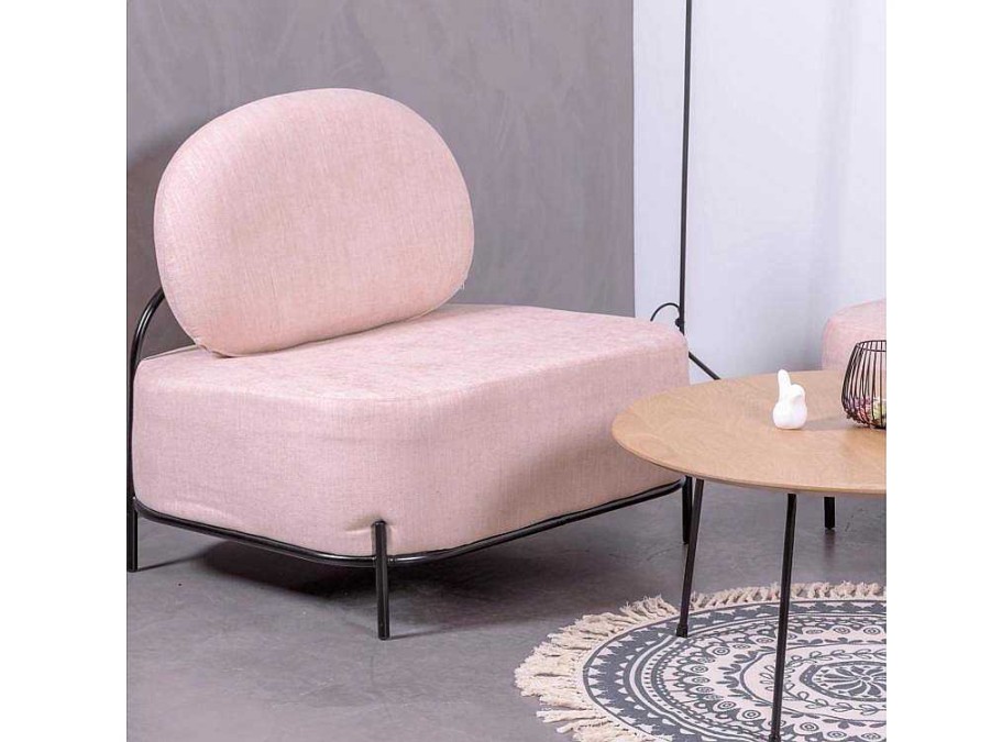 Poltrona Em Tecido | Vente-unique Sofa De 1 Lugar Com Design Minimalista - Clair - Rosa