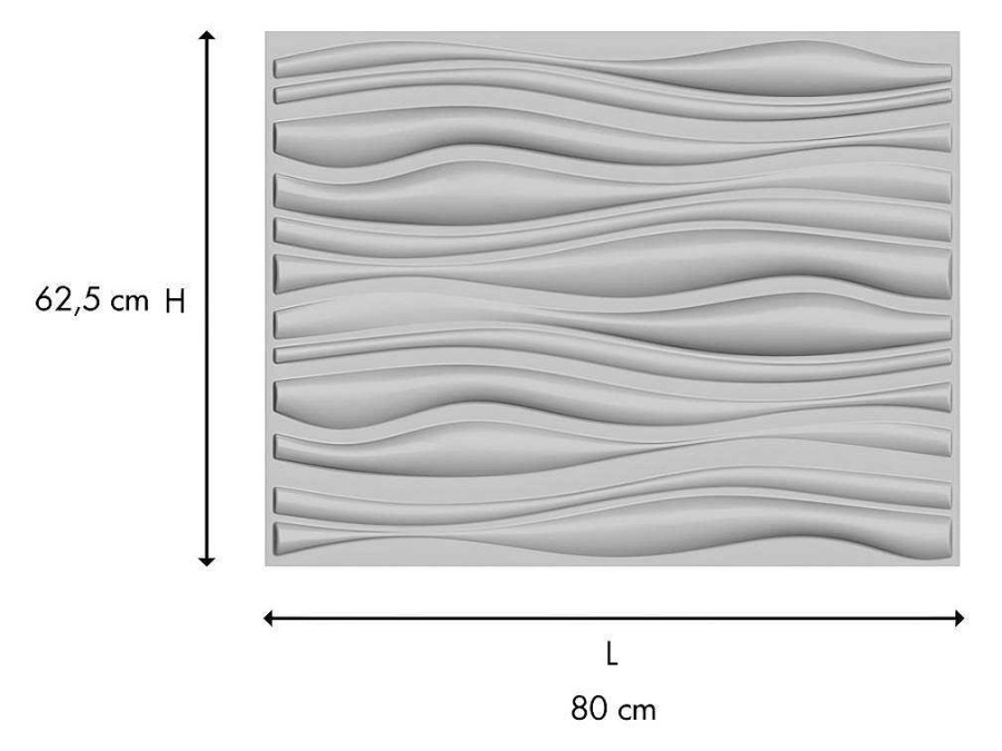 Painel De Parede | Vente-unique Painel De Parede 3D Ondia Para Pintar - Pack De 3M - Lote De 6 Pecas