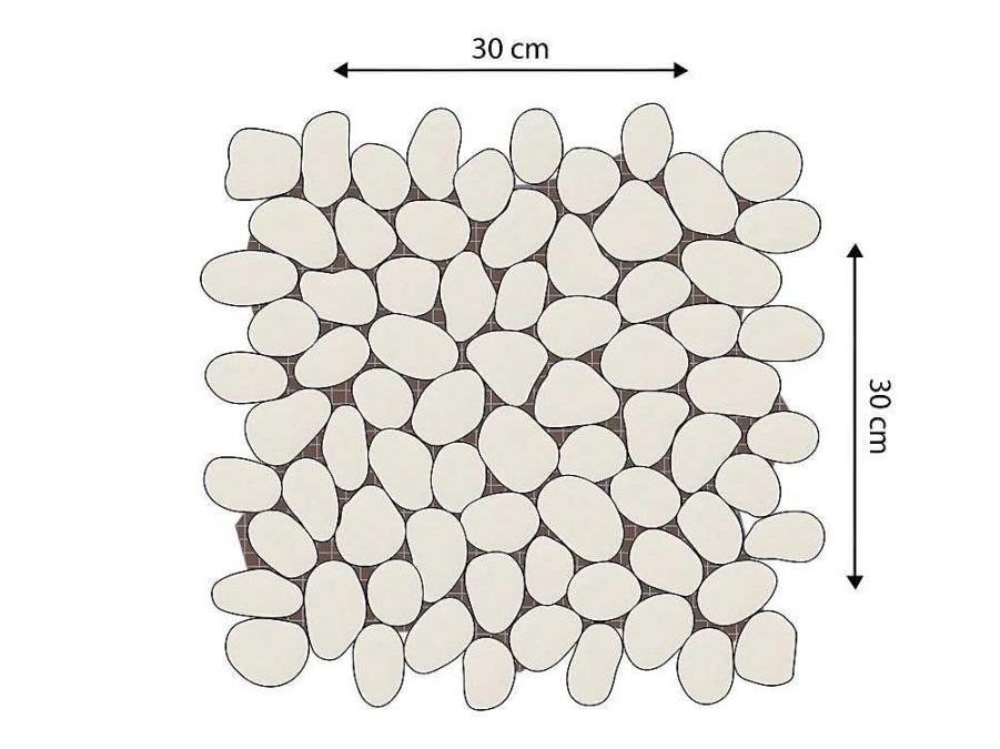 Mosaico | BRICOSOL Mosaico De Chao E Parede Ola Em Seixos Naturais - Creme - Pack De 1 M