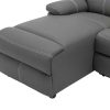 Sofa De Relaxamento Manual | Vente-unique Sofa De Canto Esquerdo Articulado Pele Sintetica Cinza - Canby