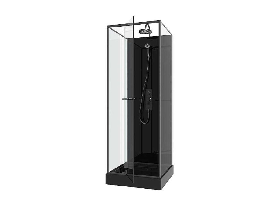 Cabine De Duche | Shower & Design Cabine De Duche Reversivel E Altura Ajustavel Preto C90 X L90 X A213/232 Cm - Damilu