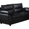 Sofa Em Pele Sintetica | Vente-unique Sofa De 2 Lugares Em Pele Sintetica Preto - Manoa