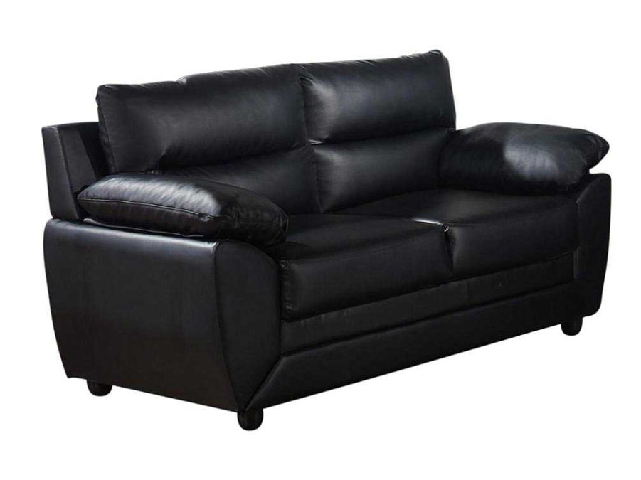 Sofa Em Pele Sintetica | Vente-unique Sofa De 2 Lugares Em Pele Sintetica Preto - Manoa