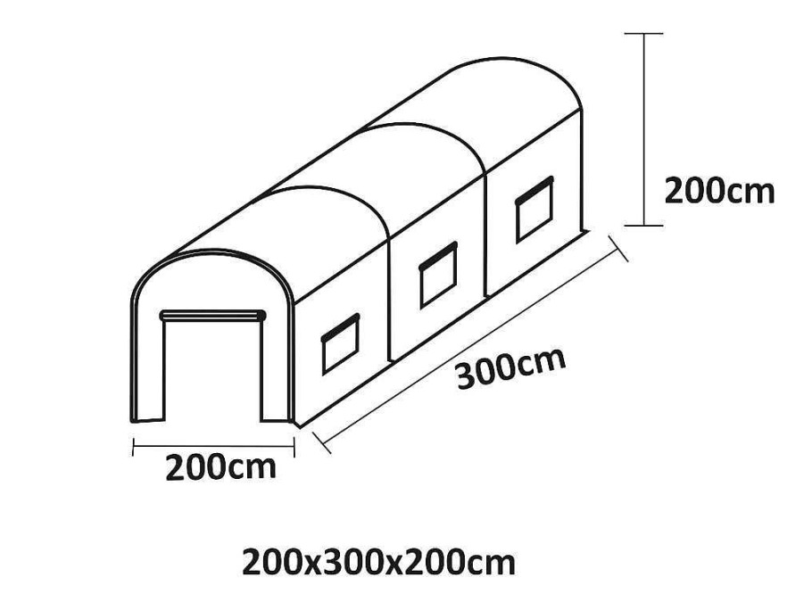 Estufas De Jardim | EXPERTLAND Estufa Em Tunel Ipomea 6M - Comp.300 X Larg.200 X Alt.200 Cm