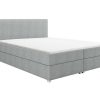 Cama Boxspring, Cama Continental | Ysmée Conjunto Completo Boxspring Com Cabeceira + Sommier + Colchao + Sobrecolchao 140 X 200 Cm Tecido Cinza-Claro - Onan De Ysmee