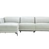 Sofa De Relaxamento Eletrico | Vente-unique Sofa De Canto Esquerdo Articulado Eletrico Em Tecido Cinzento-Claro E Cinzento Antracite - Geraldine