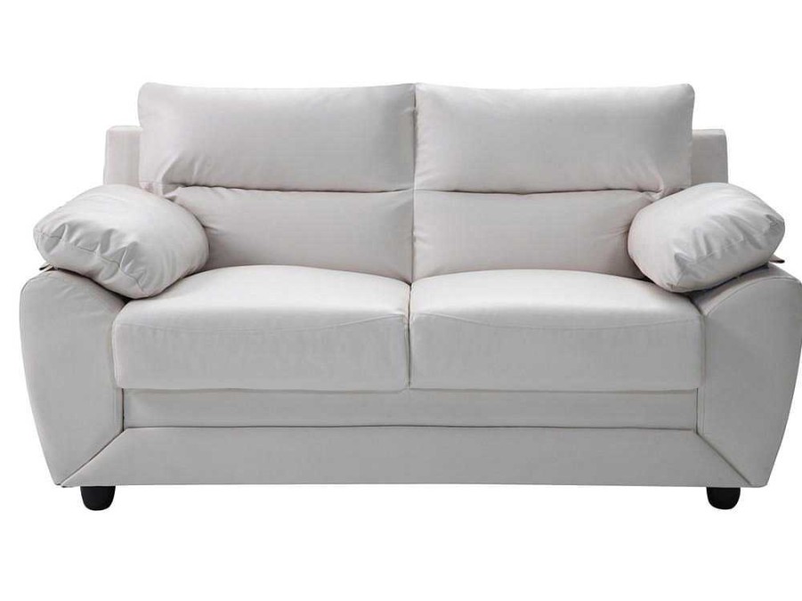 Sofa Em Pele Sintetica | Vente-unique Sofa De 2 Lugares Em Pele Sintetica Branco - Manoa