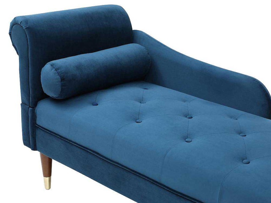 Chaise Longue | Vente-unique Chaise-Longue Direita Em Veludo Azul-Esverdeado - Umari