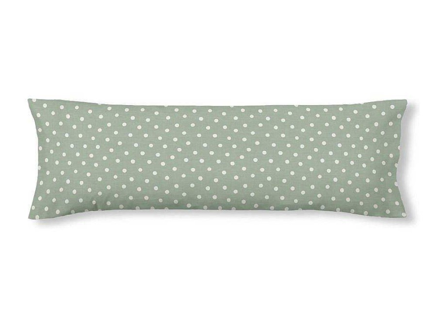 Roupa De Cama | Purline Taie D'Oreiller 100% Coton 1 Piece Vert Et Motifs Pois 45X125