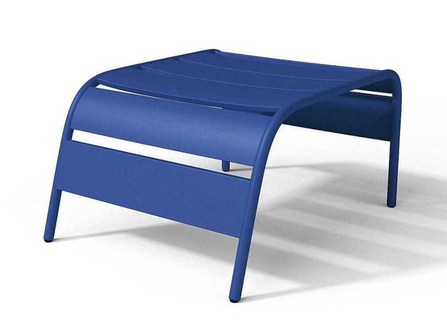 Conjunto Relax De Jardim | MYLIA Cadeirao Baixo De Jardim Empilhavel + Apoio De Pes Em Metal Azul-Escuro - Mirmande