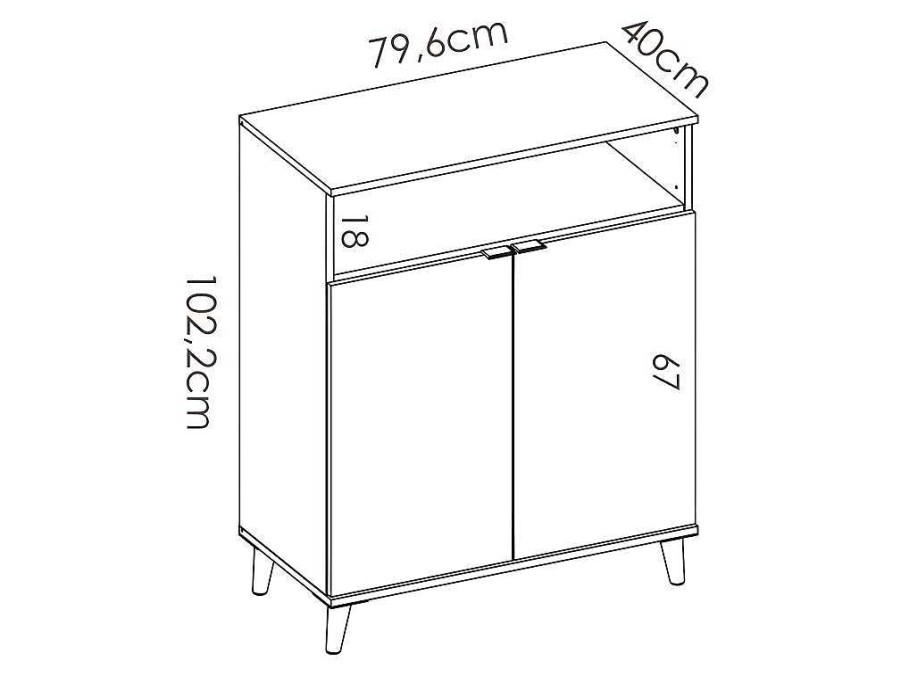 Movel De Cozinha | Vente-unique Aparador De Cozinha Com 2 Portas E 1 Nicho Cor Branco E Carvalho - Wajdi