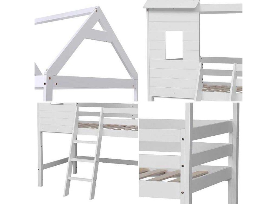 Cama De Crianca | Happy Garden Mezzanine Cama Para Criancas 190X90Cm Margot Branco