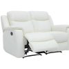 Sofa De Relaxamento Manual | Vente-unique Sofa De 2 Lugares Relax Em Pele Branco Marfim - Evasion