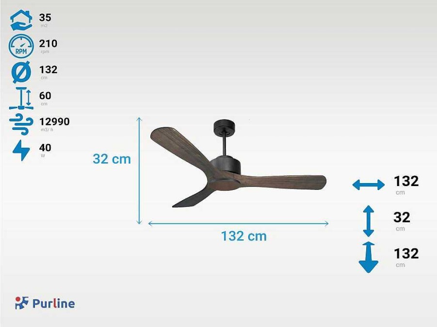 Ventilador | Purline Ventilador De Tecto Reversivel Termostato Regulavel Termostato Wifi Motor Dc Tectos Inclinados Controlo Remoto Luz De Tres Tons Memoria Hipersilenciosa