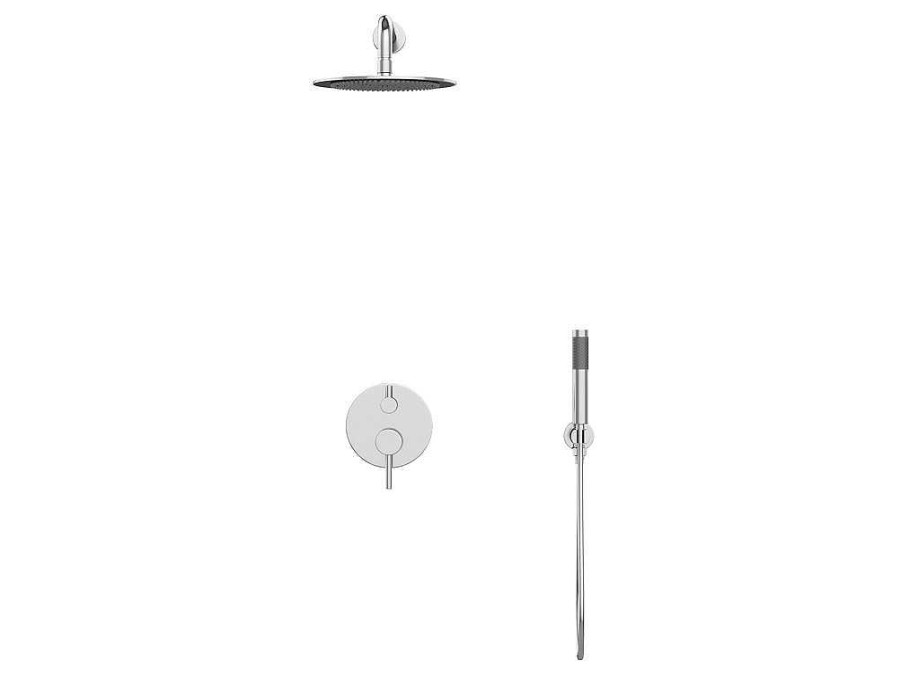 Coluna De Duche | Shower & Design Conjunto De Duche Encastravel Com Torneira Misturadora Mecanica Cor Niquel Escovado - Tamise