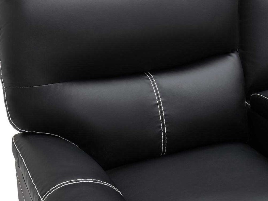 Sofa De Relaxamento Manual | Vente-unique Grande Sofa De Canto Articulado Em Pele Sintetica Preto - Canby