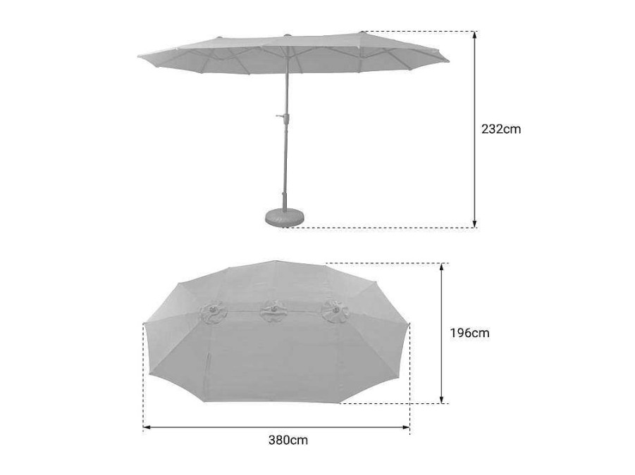 Guarda Sol | Happy Garden Duplo Guarda-Chuva 2X4M Linai Taupe