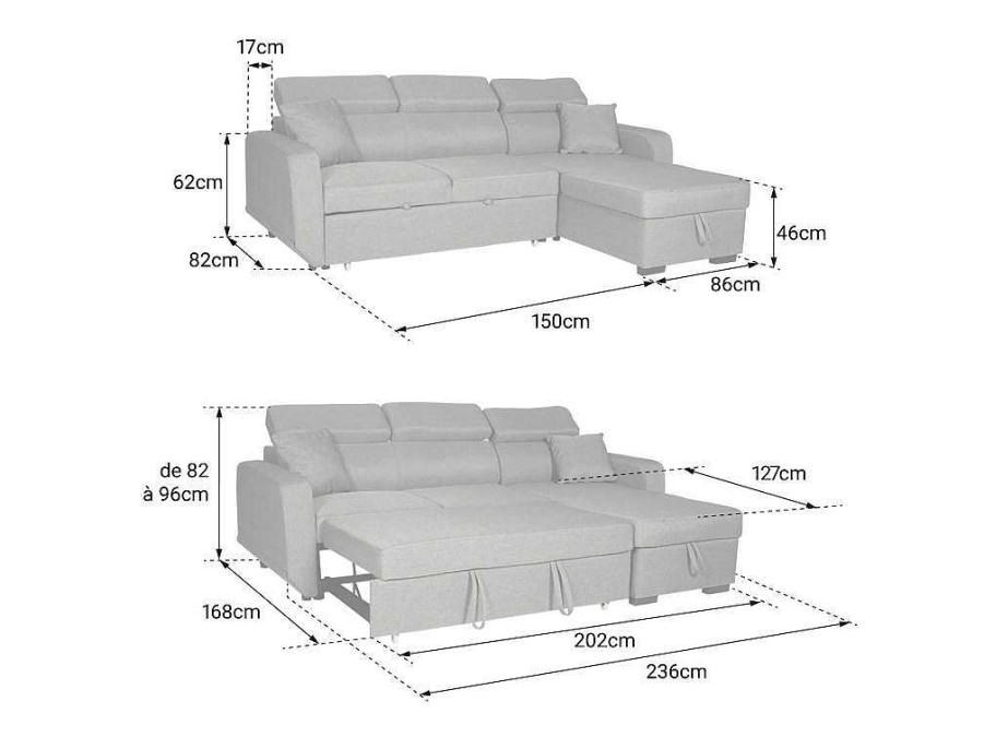 Sofa | Happy Garden Sofa Convertivel Warren 3 Lugares Cinzento